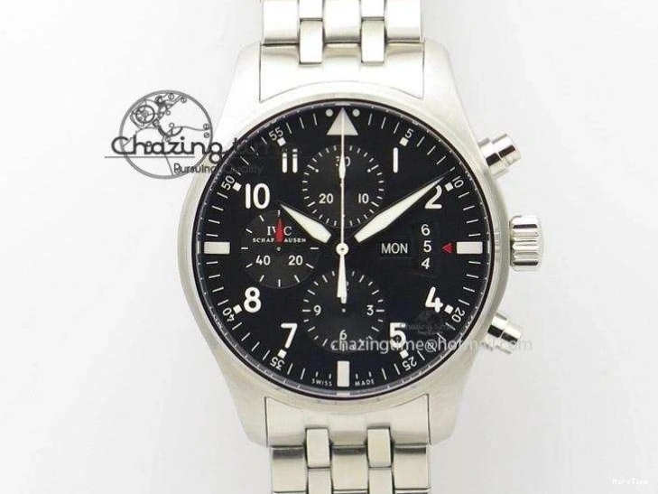 MIROTIME 0504 SmartChoice Mark XVIII IW327006 Titanium M+F 1:1 Best Edition Black Dial on Brown Leather Strap A 7145